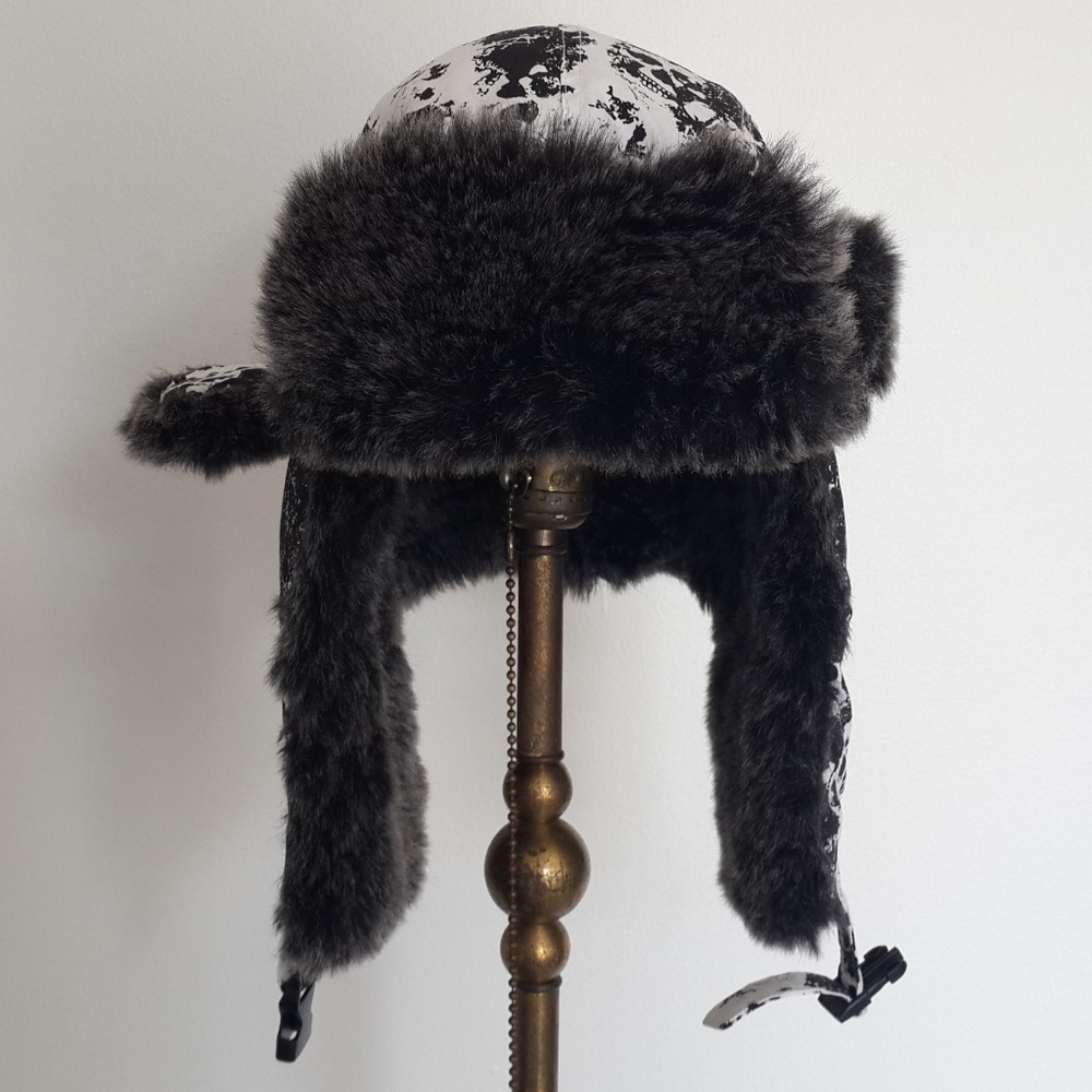 Urban Pipeline • Black & White Skull Trapper Hat